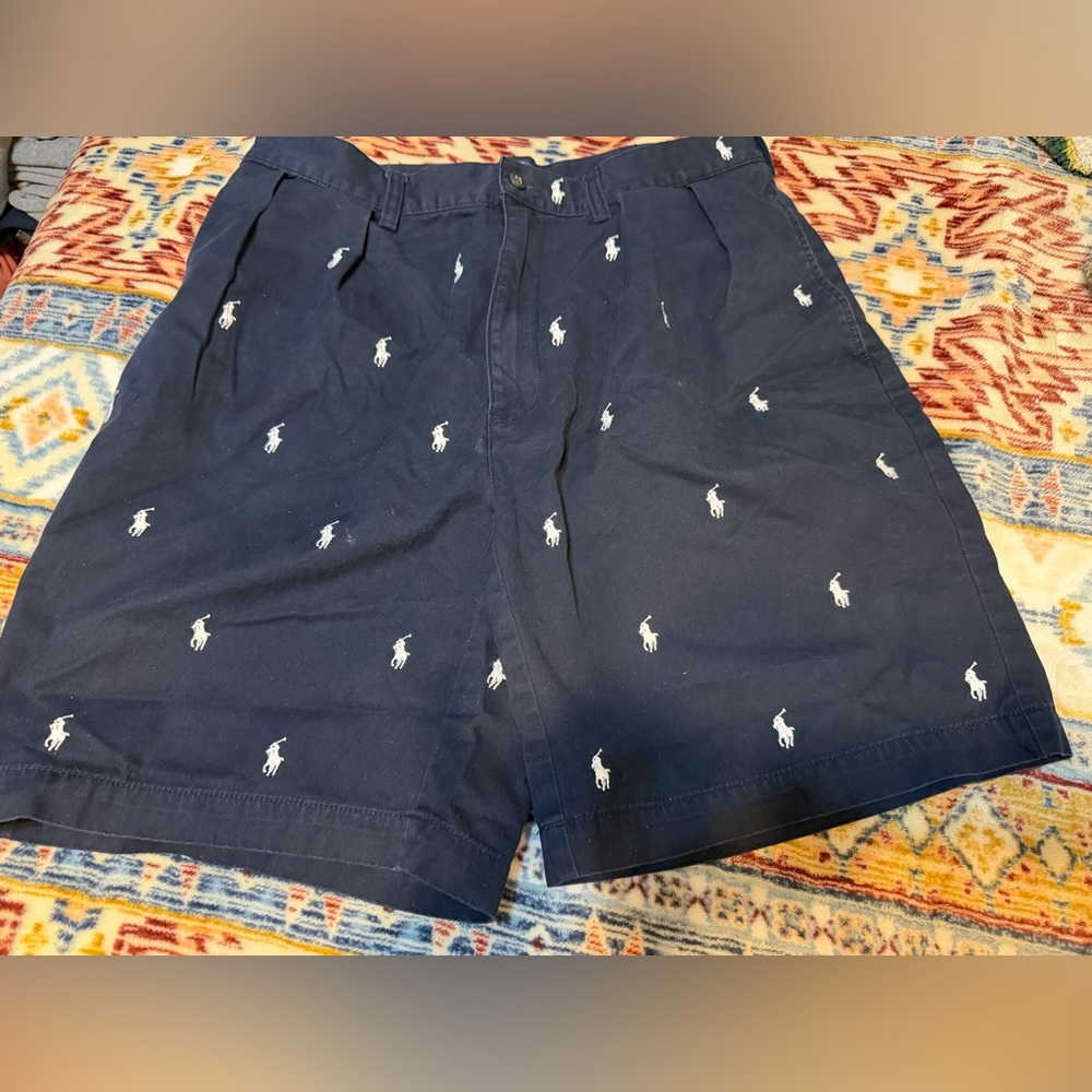 Ralph Lauren Navy Blue Men's Shorts with Logo